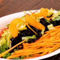 House Salad · Romaine lettuce, sliced peperoncini, sliced ripe olives, local cucumber, chopped carrot and ...