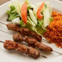 Lamb Chop Shish · Tender marinated lamb skewers served with bulgur and salad . Add salad, fries for an additio...