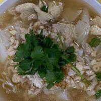 Chicken Noodle Soup · Ground chicken , sliced chicken, bean sprouts and noodle.