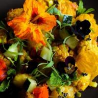 Adraki Aloo Gobhi · cauliflower, potatoes, mild spice blend,   cilantro, and ginger