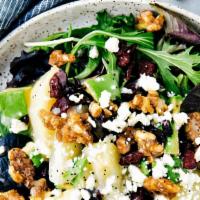 Pear  Walnut Salad · Mixed Greens, Pears, Walnuts, Feta cheese and salad dressing of your choice