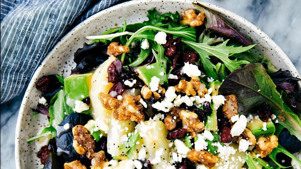 Pear  Walnut Salad · Mixed Greens, Pears, Walnuts, Feta cheese and salad dressing of your choice