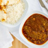 Channa Masala · Garbanzo beans cooked in spices.