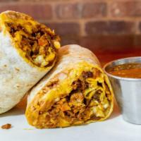 Burritos · Served with rice, beans, cheese, pico de gallo and salsa.