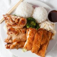 Chicken Combo · Combination of BBQ chicken and chicken katsu.