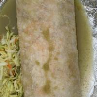 Burrito de Pescado · Flour tortilla, white fish, jalapeño, tomato, onion, cilantro, mushroom, rice, whole beans.