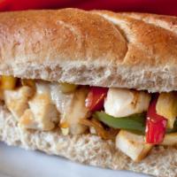 Chicken Philly Style Sub · Chicken Philly cheesesteak with tender, chopped, grilled chicken, your choice of melty chees...