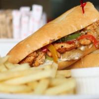 Bacon Chicken Philly Sub · Chicken Philly cheesesteak with tender, chopped, grilled chicken, your choice of melty chees...