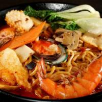 F12. Numbing Spicy Seafood Noodle Soup · Medium spicy.