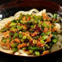 F7. Green Beans With Minced Pork Udon · Mild spicy.