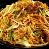 F13. Satay Stir Fried Noodle with Beef · Mild spicy.