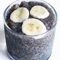 Banana Chia Pudding · Chia seeds soaked overnight in oat milk and sweetened with raw cane sugar. (Gluten-free, veg...