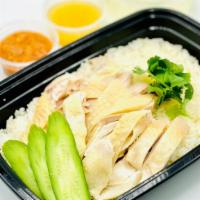 Organice Chicken Rice · chicken flavored jasmine rice topped with organic chicken breast and thigh, broccoli  and ci...