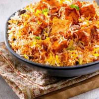 Paneer Biryani · Basmati rice cooked with authentic herbs and Indian spices in dum style with Paneer.