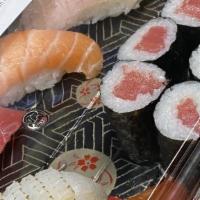 Regular · 5 pieces chef's choice nigiri and salmon maki.