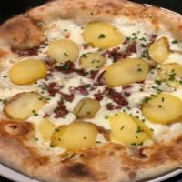 Potato Pizza · bacon, gorgonzola, mozzarella, shalot