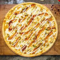 Cheeky Bacon Rand Pizza · Chicken breast, bacon, red onions, fresh California tomatoes and six naturally aged Californ...