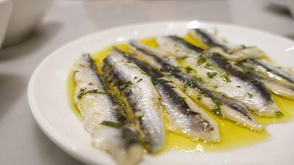 boquerones · 6 spanish white anchovies. very flavorful eaten fresh or added to pasta, salad, or tapas.