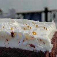 Red Velvet Brownie · Buttermilk sweet cream, white chocolate, macadamia nuts.