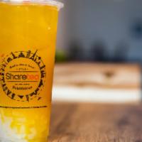 Mango Green Tea · Sweet mango flavor infused with our green tea. this ice cold fruit tea is refreshing.