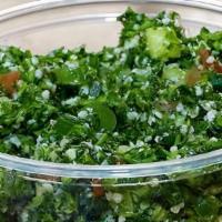 Tabouli (VEGAN) · Finely chopped parsley, tomatoes, bulgur, lemon juice, olive oil, seasoning