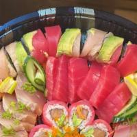 Party Tray (Sashimi and rolls) · This party  tray only contains rolls and sashimi.  This is good for 8-10 people. Please bewa...