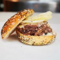 #38 Steak Bagel · New York Steak, Cheese, Gilled Onion, Mushroom & Mayo