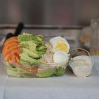 #42. Saratoga Salad · Chicken breast, chicken or tuna salad, fresh mix green veggie, hard boiled egg, avocado and ...