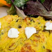 Omelette De Le Mer · With salmon, capers, shallots, goat cheese