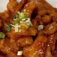 湖南鸡 Hunan Chicken · spicy chicken breaded with sweet tangy sauce