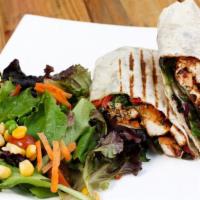 Spicy Fayala Wrap · Grilled chicken breast prepared with special blend of spices, roasted red peppers, pesto may...