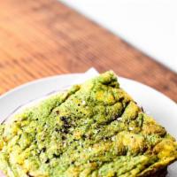 Green Eggs + Ham · 2 Eggs Scrambled with Pesto and slices of Ham