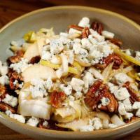 Pear and Endive Salad · Red Endive, Pear, Candied Pecan, Gorgonzola Cheese, balsamic Vinegar, Olive oil