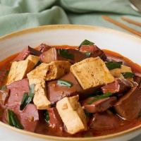 Duck Blood with Tofu in Spicy Flavor  麻辣鴨血 · 