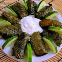 Dolma (Cold) (6 Pcs) · Ingredients: Rice, Onions, Sunflower Oil, Dill, Salt, Citric Acid in Grape Leaves.