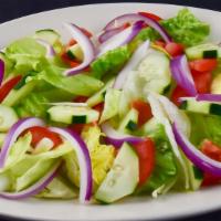 Garden Salad (Family Size - Serves 5-6) · Vegetarian. Romain and iceberg lettuce, tomatoes, cucumbers, and red onions with your choice...