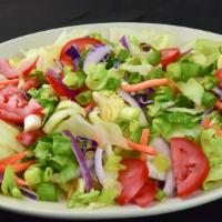 Tossed Salad (Individual Size - Serves 1-2) · Vegetarian. Romain and iceberg lettuce, red cabbage, scallions, tomatoes, carrots and red on...