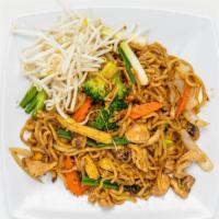 Chow Mein Noodle · Pan-fried egg noodle with egg, green onion, baby corn, cabbage, broccoli, mushroom, bean spr...
