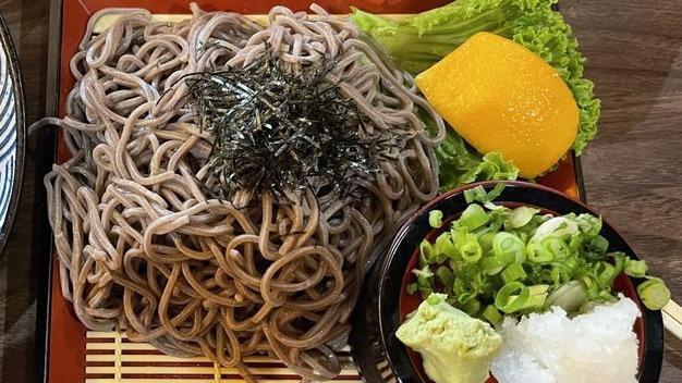 Ten-Zaru Soba · Chilled buckwheat noodle with tempura.
