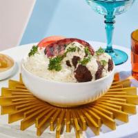Falafel Bowl · Crispy falafel over rice with hummus, tomatoes, grilled onions, and drizzled with your choic...