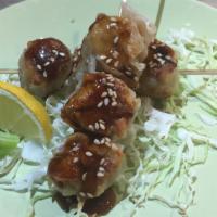 Pork Shrimp Shumai · Grilled skewers