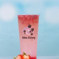 Supernova · Strawberry Fruit Soda Topped w/ Fresh Strawberry Bits. 
* Please note a 3rd party delivery s...