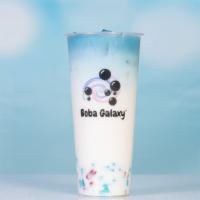Nebula · Handcrafted Butterfly-Pea Flower Tea Infused w/ Premium  Milk Topped w/ Rainbow Jelly & Blue...