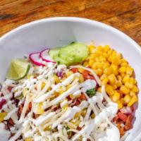 Burrito Bowl · Bowl with rice, beans, pico de gallo, cheese, corn, sour cream, and your choice of protein. ...