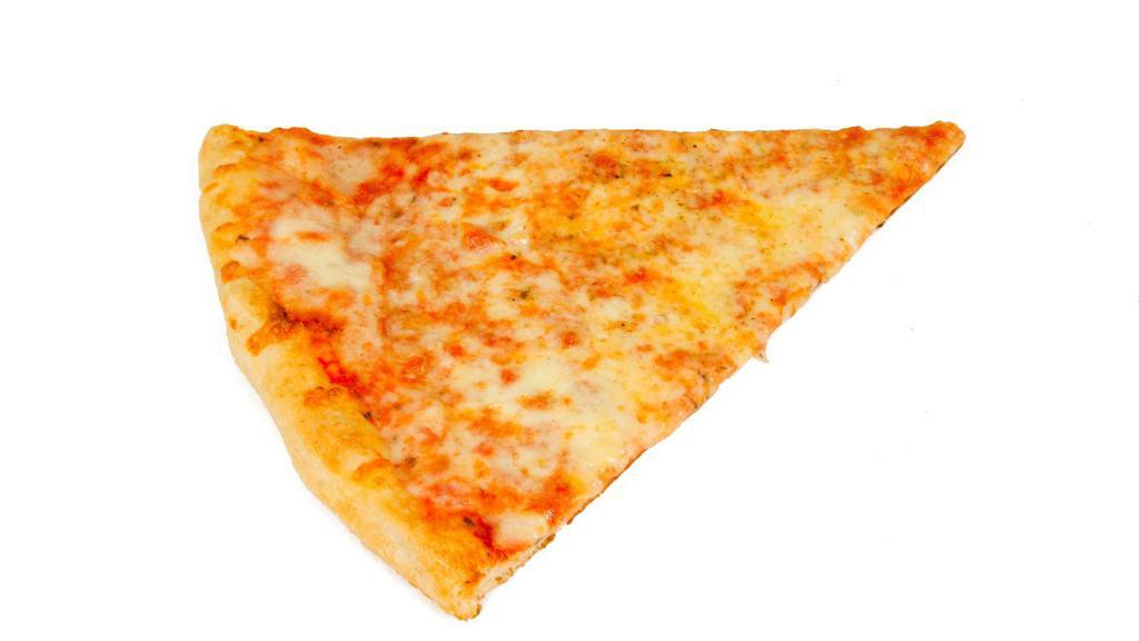 Cheese Pizza Slice · Extra-large creamy cheese pizza slice with homemade tomato sauce.