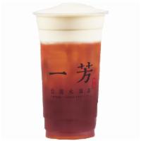 Salted Cream Black Tea / 紅茶海鹽奶蓋 · House-made sea salted cream topped on our signature Sun Moon Lake black tea