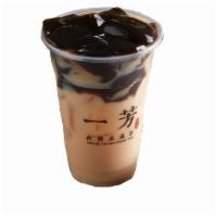 Coffee Jelly Black Tea Latte / 咖啡凍鮮奶茶  · Japanese coffee blended with Yifang's Sun Moon Lake black tea latte poured on top of house-m...