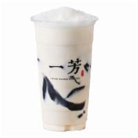 Grass Jelly Almond Latte / 仙草杏仁露 · Taiwanese almond latte blended to crushed ice texture to give it a summertime refreshing tas...