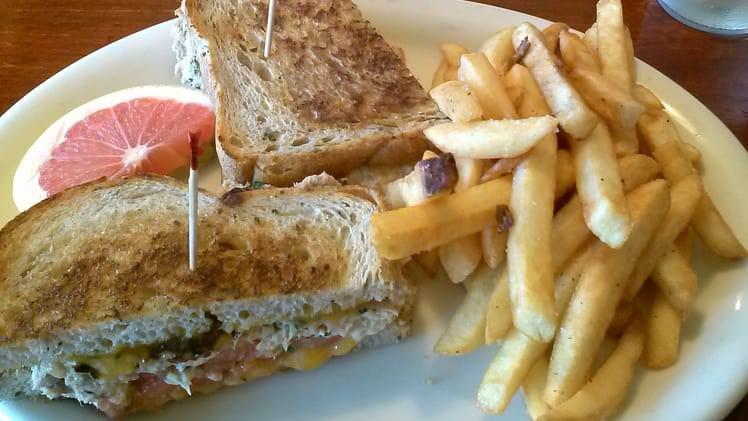 Tuna Melt · Grilled sourdough with cheddar cheese and tomato.