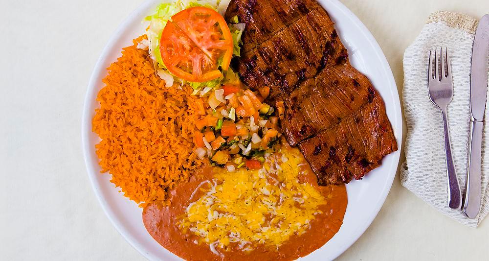 Thursday - Carne Asada · Flank steak broiled and served with  rice, beans, lettuce, guacamole, and pico de gallo. Corn or Flour tortillas upon request.